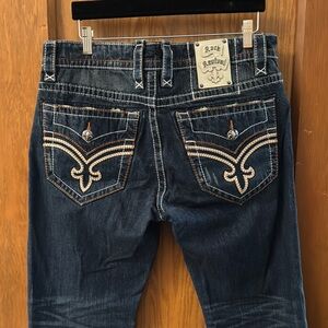 Rock Revival Dark Blue Embroidered Jeans
